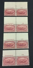 MOMEN: US STAMPS #286 3 PLATE IMPRINT PAIRS 728,733,739 MINT OG H LOT #71011
