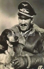 WW2 Picture Photo German Adolf Galland Luftwaffe Ace with His Dog 3293