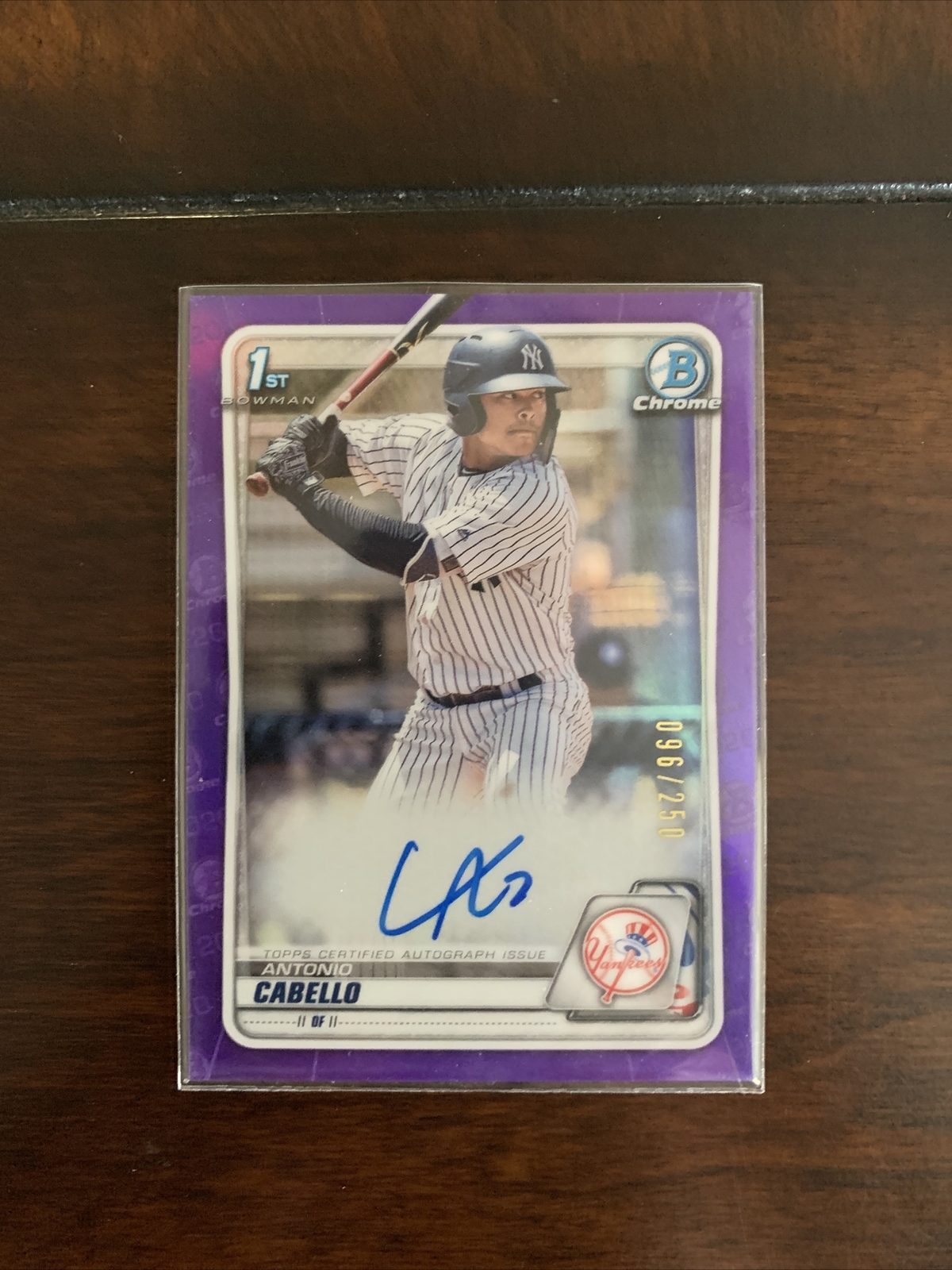 2020 Bowman Chrome Antonio Cabello Rookie Purple Refractor Autograph /250