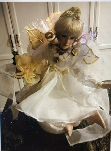 Heritage Signature Celestial Angel Celeste Fiber Optic Porcelain Christmas Doll - Picture 7 of 11