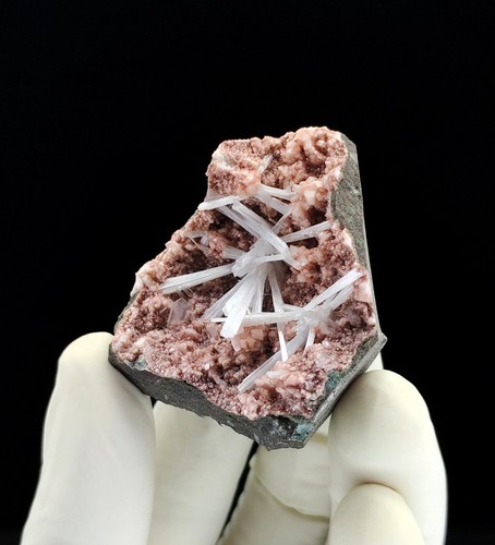 Natural Scolecite Spray On Red Heulandite Minerals - #488 - Picture 4 of 5
