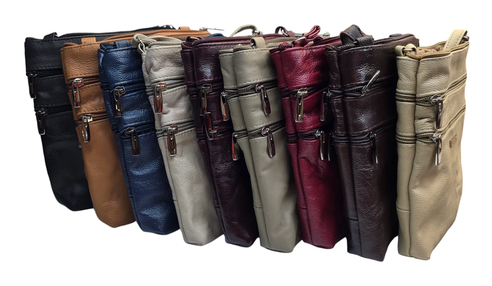 Ladies Genuine Soft Real Leather Crossover Body Bag Shoulder Bag Purse Handbag   - Image 2 of 4