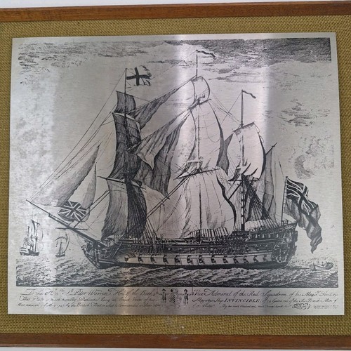 stainless steel engraving of HMS Invincible originally produced in 1751 omicways - 第 4/9 張圖片