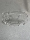 Vintage Anchor Hocking Snack And Sip Smoke Oval Ribbed Glass Plate Tray Set