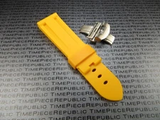 22mm Yellow Rubber Diver Strap Deployment Buckle Watch Band PAM XB
