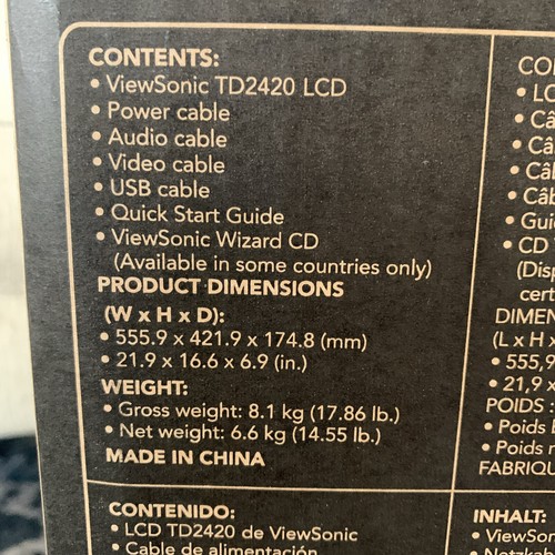 ViewSonic TD2420 24 Inch 1080p Monitor Widescreen Optical Touch HDMI BRAND NEW - Picture 13 of 24