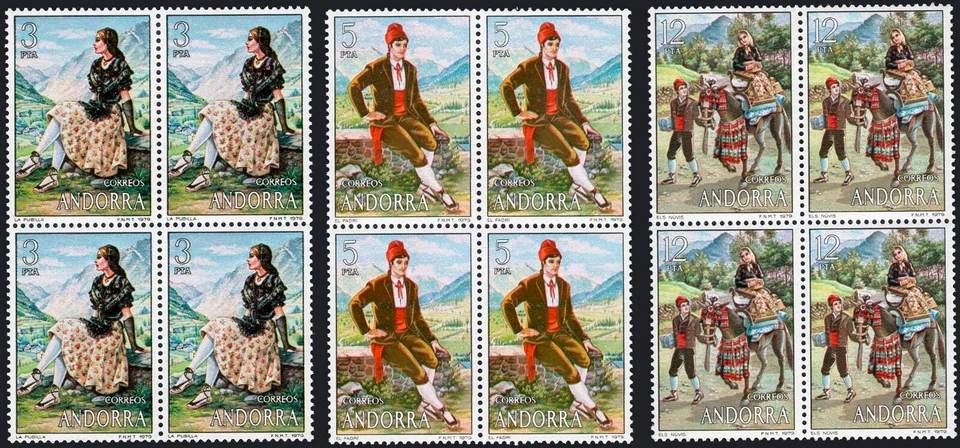 Andorra Esp. - Edi ** 122/4 Bl. 4 - 1979 - Trajes populares - Imagen 1 de 1