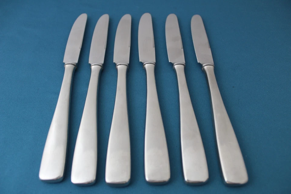 6 Cuchillos de Cena Huecos Bogelund Jensen Raadvad Centa / BGJ1 Satén Dinamarca 8 3/8" Foto 4 de 4