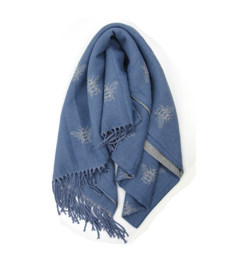Bufanda de invierno de borla boutique con estampado de estrella o abeja mezcla de cachemira reversible para mujer - Imagen 16 de 34