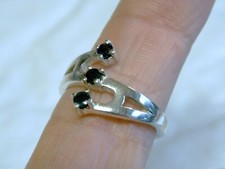 Natural 3 Blue Sapphire Size 7 Ring 925 Sterling Silver USA Made