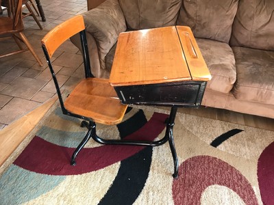 American Seating Co Antique Child Student School Desk Swivel