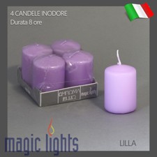 4 CANDELE INODORE VIOLA CERO MOCCOLO MEDIO 45X40mm CANDELA INODORE VIOLA LILLA 