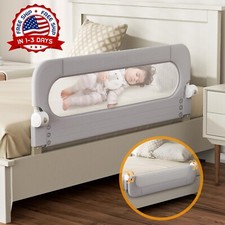 Barandilla De Cama Plegable Con Sistema De Seguridad De Anclaje Reforzado Gris 