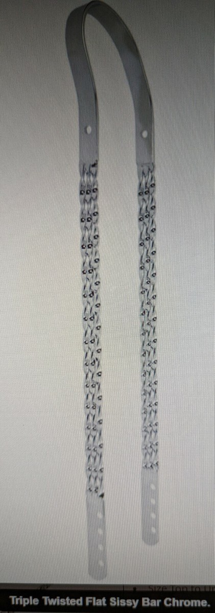 20 Inch Triple Flat Twisted Lowrider Sissy Bar - Chrome Finish For 16/20 Inch Bicycles