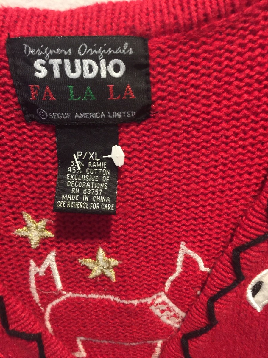 ユウ Womens Size P/XL Scottie Christmas Sweater Studio Fa La La | eBay