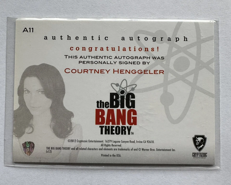 THE BIG BANG THEORY HARD SIGNED CARD OF COURTNEY HENGGELER WHO PLAYED MISSY . - Image 2 of 2