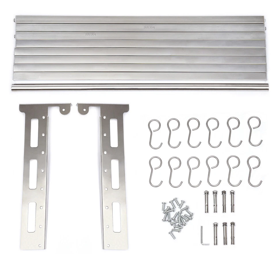 Настенное крепление полка для микроволновой печи кухонный предмет кронштейн для хранения с 12 крючками нержавеющая сталь - Изображение 4 из 4