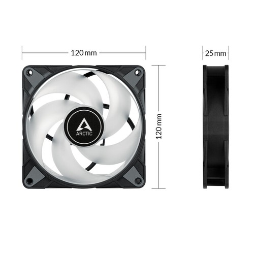 ARCTIC P12 PWM PST A-RGB 0dB Computer case Fan 12 cm Black, White 1 pc(s) - Afbeelding 4 van 5