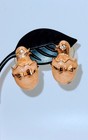 Tone Eggshell Design Rhinestone Eyes Vintage Avon Easter Chick Earrings Gold