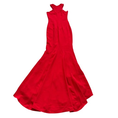 NEW Nadine Merabi Amie Dress Red Formal Gown Stretch Halter Gala Train Small - Picture 4 of 10