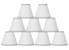 Urbanest Set of 9 Off White Cotton Chandelier Lamp Shade with Gray Trim, 3-in...