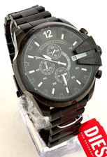 Diesel DZ4283 Mega Chief Mens Black Stainless Steel Chronograph Watch NIBWT 250