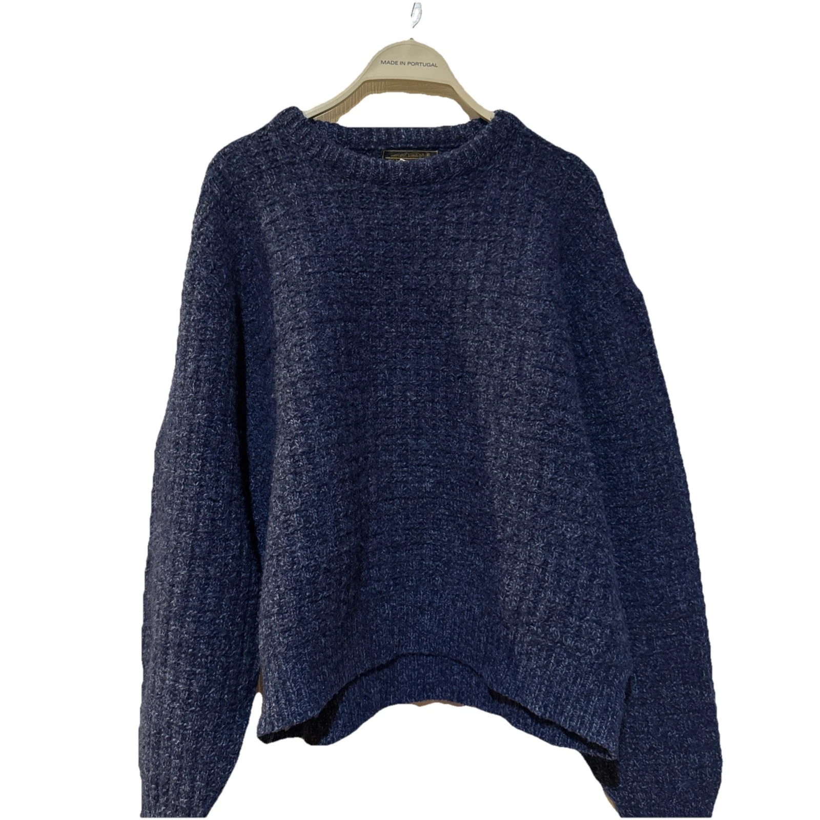 Vintage Eddie Bauer Unisex Cable Knit Sweater Size XL Blue Crew Neck