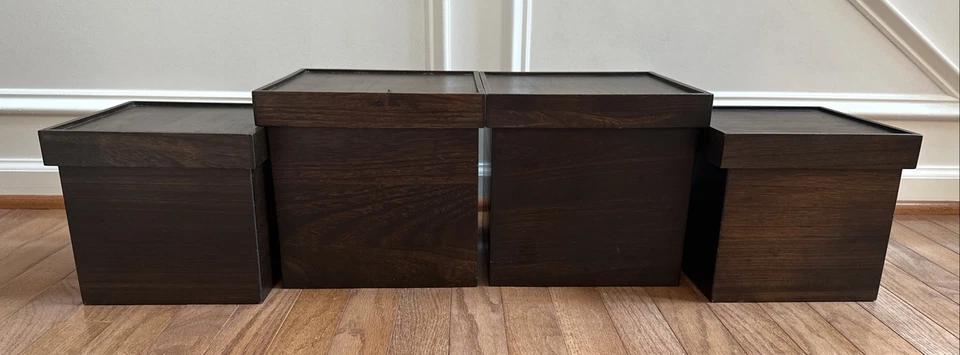 (4) Square Wood Nesting Boxes Brown - Image 2 of 4