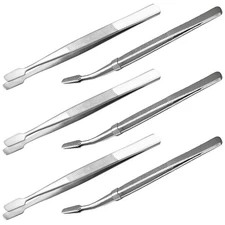 6 Pcs Duckbill Clip Stamp Tweezers Stamping Supplies Stainless Steel Curved