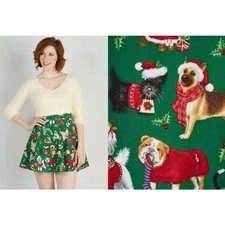 Retrolicious x ModCloth Here We Come A Wagging Holiday Dog Print Skirt NWT 3X