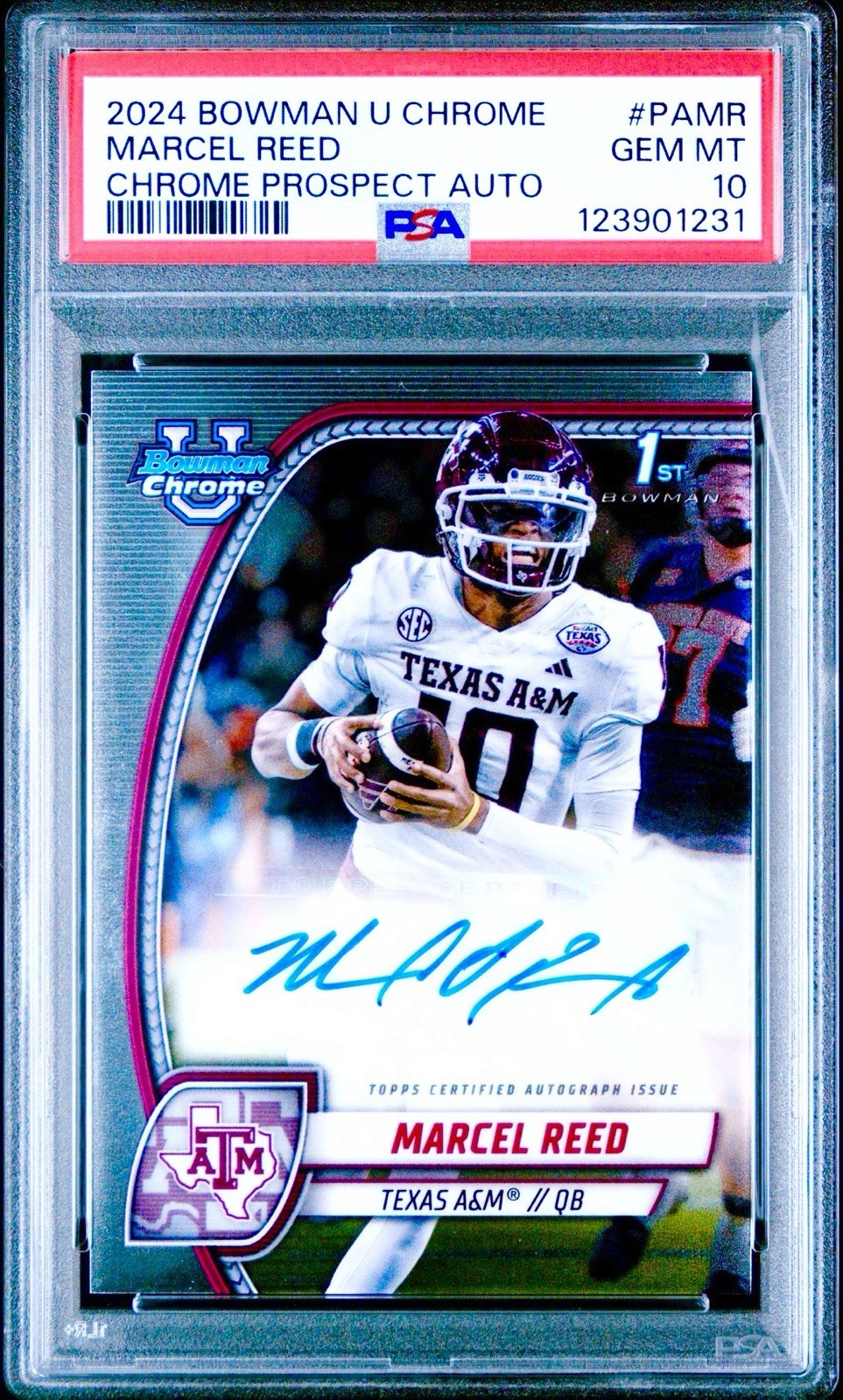 2024 Bowman University Chrome Marcel Reed 1st Bowman Auto PSA 10 #PA-MR Aggies