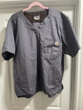 Carhartt Scrub Utility Top Gray Ripstop V-Neck Shirt Men's Size XL