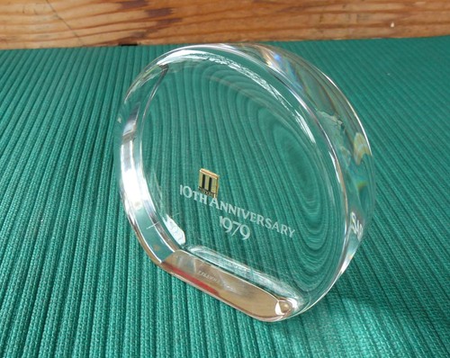 Rare Vintage Tiffany Co. Glass Paperweight MAXELL " 1979 10TH Anniversary "