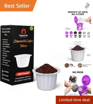 Eco-Friendly 100 Piece K Cup Filters - Disposable, Compatible with Reusable Pods