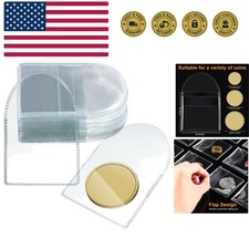 50 Pcs Single Pocket Coin Sleeves Collector Individual Clear Plastic Sleeves ...