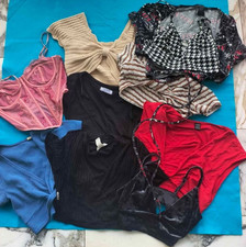 Women's lot of 103 multicolor tops clothing pieces S, M, L sizes used 