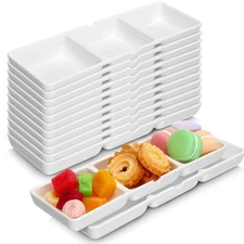 24 Pcs 8.7 x 2.8 Inch 3 Compartment Appetizer Serving Tray Plastic 3 Section ...
