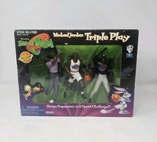 Michael Jordan Space Jam Triple Play Action Figure Set Playmates 1996 VTG NEW
