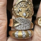 Antique 14K Yellow Gold Mine Cut Diamond Mcaa Initial Signet Ring Size 7 9.66 G