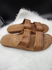 Pali Hawaii Double Strap Slip On Women's 8 Waterproof Slides/Sandals Light Brown