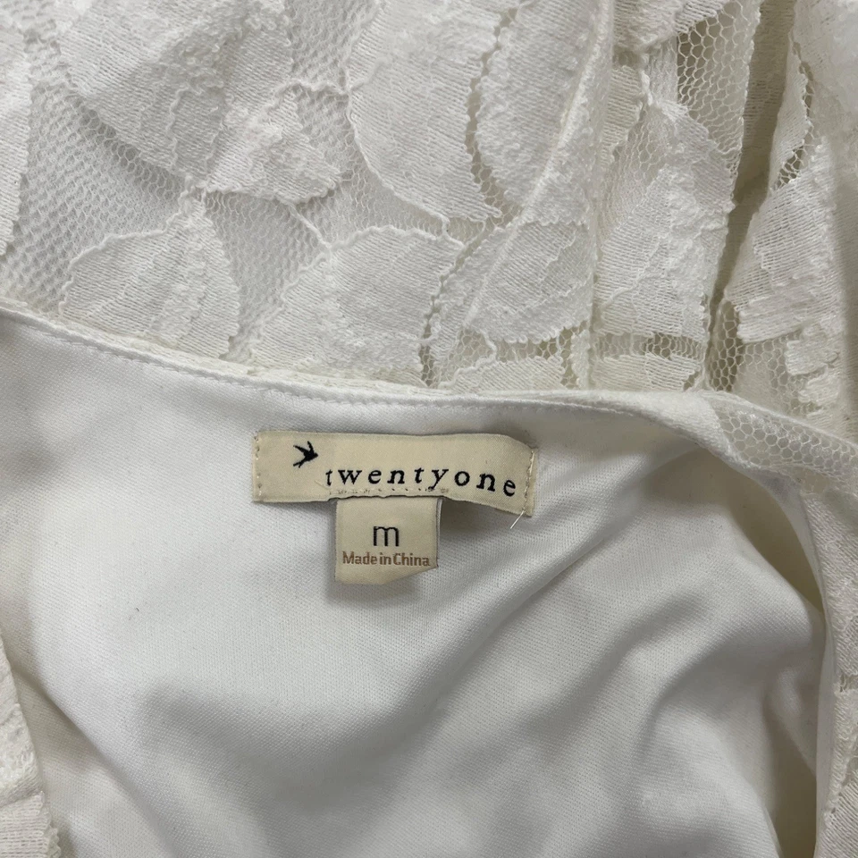 White Floral Lace Sleeveless Mini Dress By Twentyone Size M - Image 4 of 4