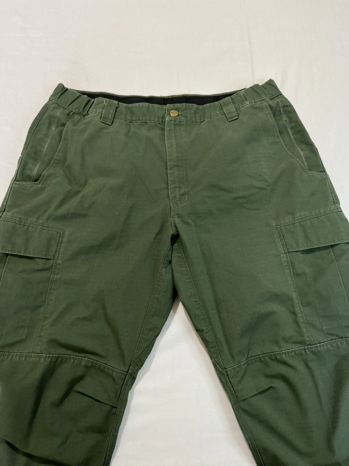Men's Vertx Olive Green Elastic Side Tactical Style Work Pants Sz 38x32 ‘Flaw’