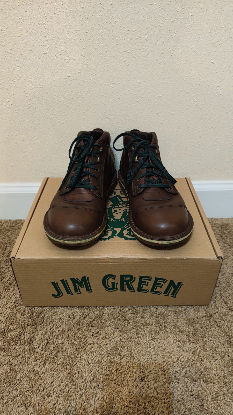 Customized Jim Green African Ranger Brown Leather Mens Work Boots Size 10