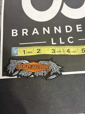 Harley Davidson Black/Orange/White Feather Wing Patch 4in