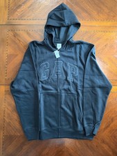GAP Men's Full Zip Fleece Logo Hoodie Large True Black New With Tags