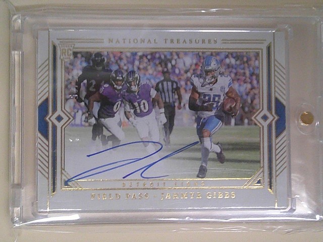 jahmyr gibbs 2023 panini national treasures field pass rookie auto #25/25