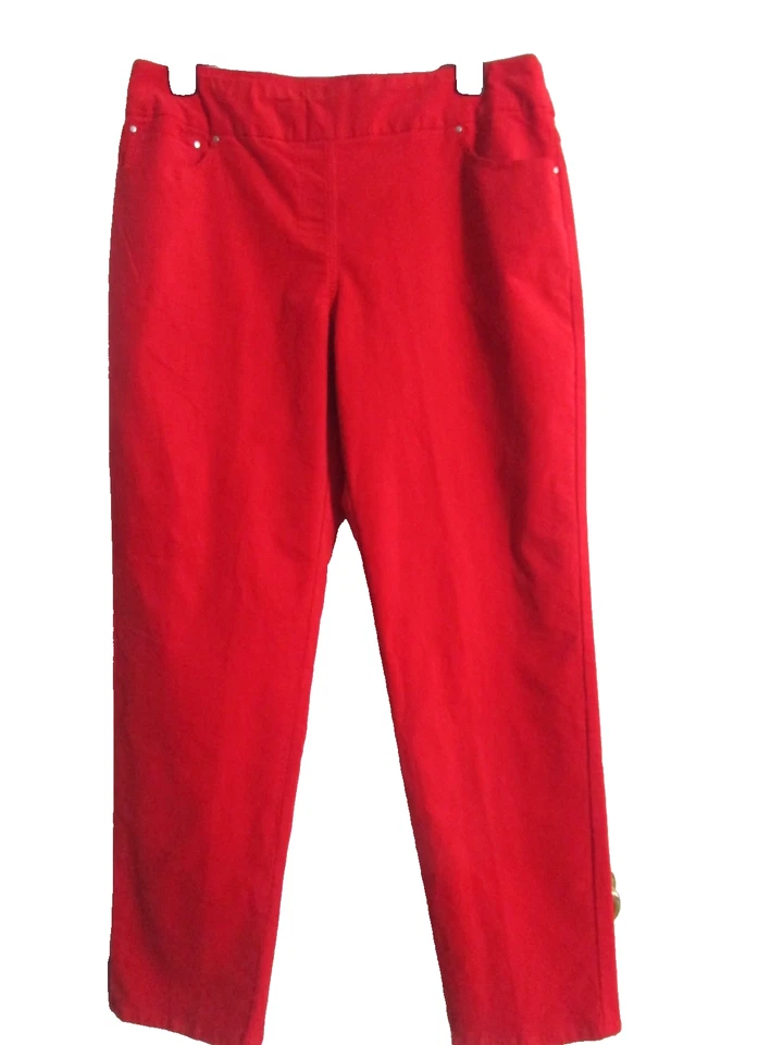 Ruby Rd. Pantalones de pana elásticos de pierna recta Pinwale 18 para mujer rojos ajustados Foto 2 de 4