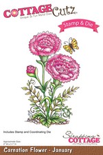 Fustelle Big Shot Sizzix Cottage Cutz Stamps & Die Carnation Flower - January