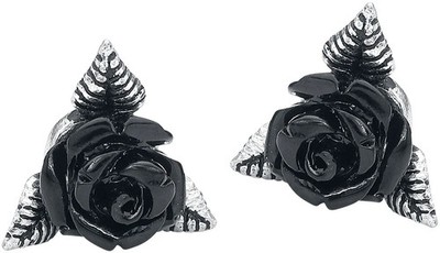 Alchemy Gothic Ohrstecker-Set Damen Black Rose Ear Studs schwarz/silberfarben