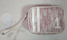 Christian Dior Pink Trotter No.1 PVC Canvas Wristlet Strap Purse Clutch MBc1045
